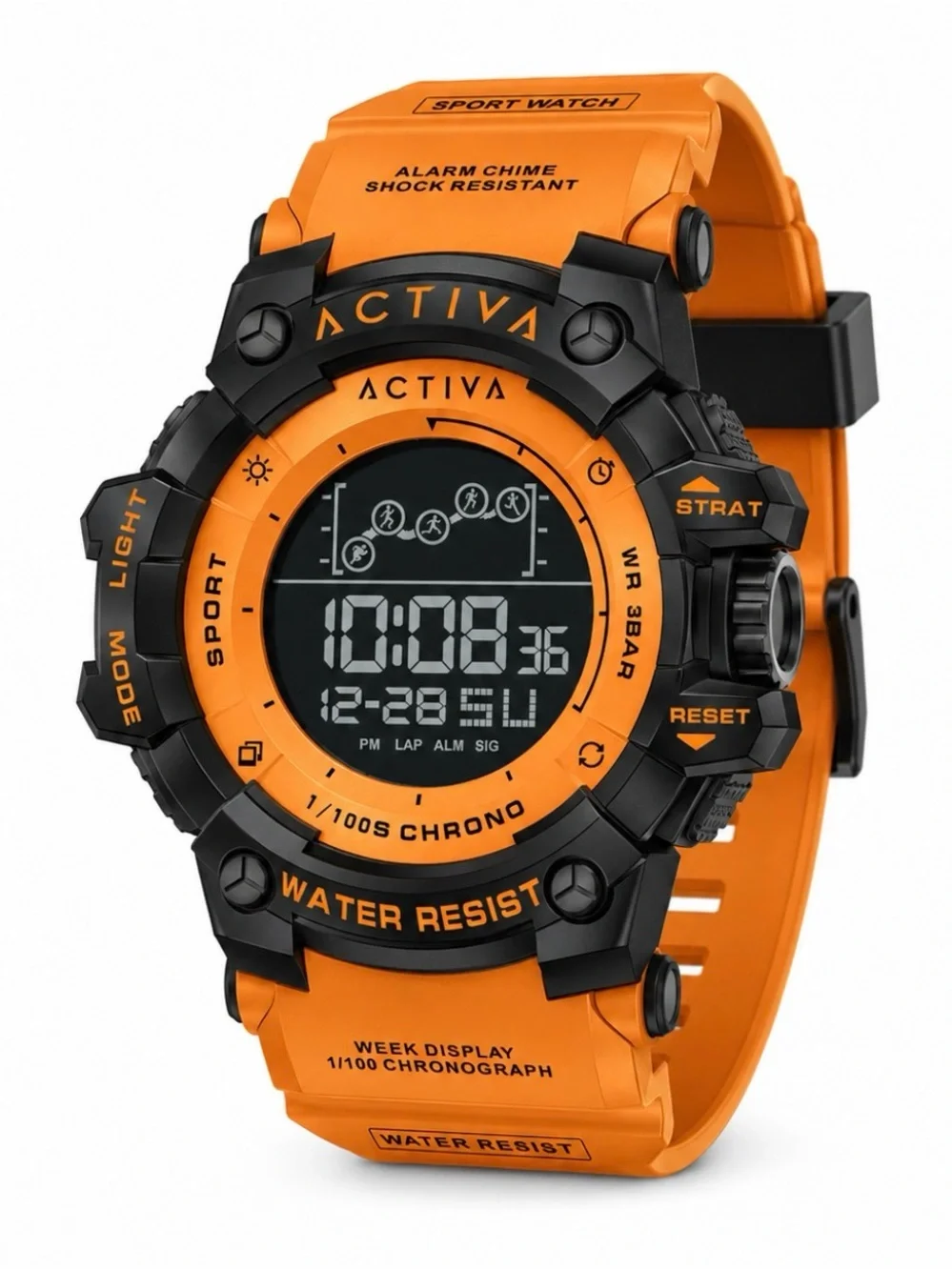 Two Activa Digital Sports 50 mm Watch Bundle! Black & Orange + Black & Red